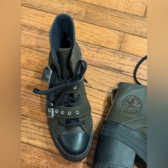 Converse Chuck 70 De Luxe Heel Leather & Buckles High Top Platform Boots Sz 8 - Picture 12 of 14